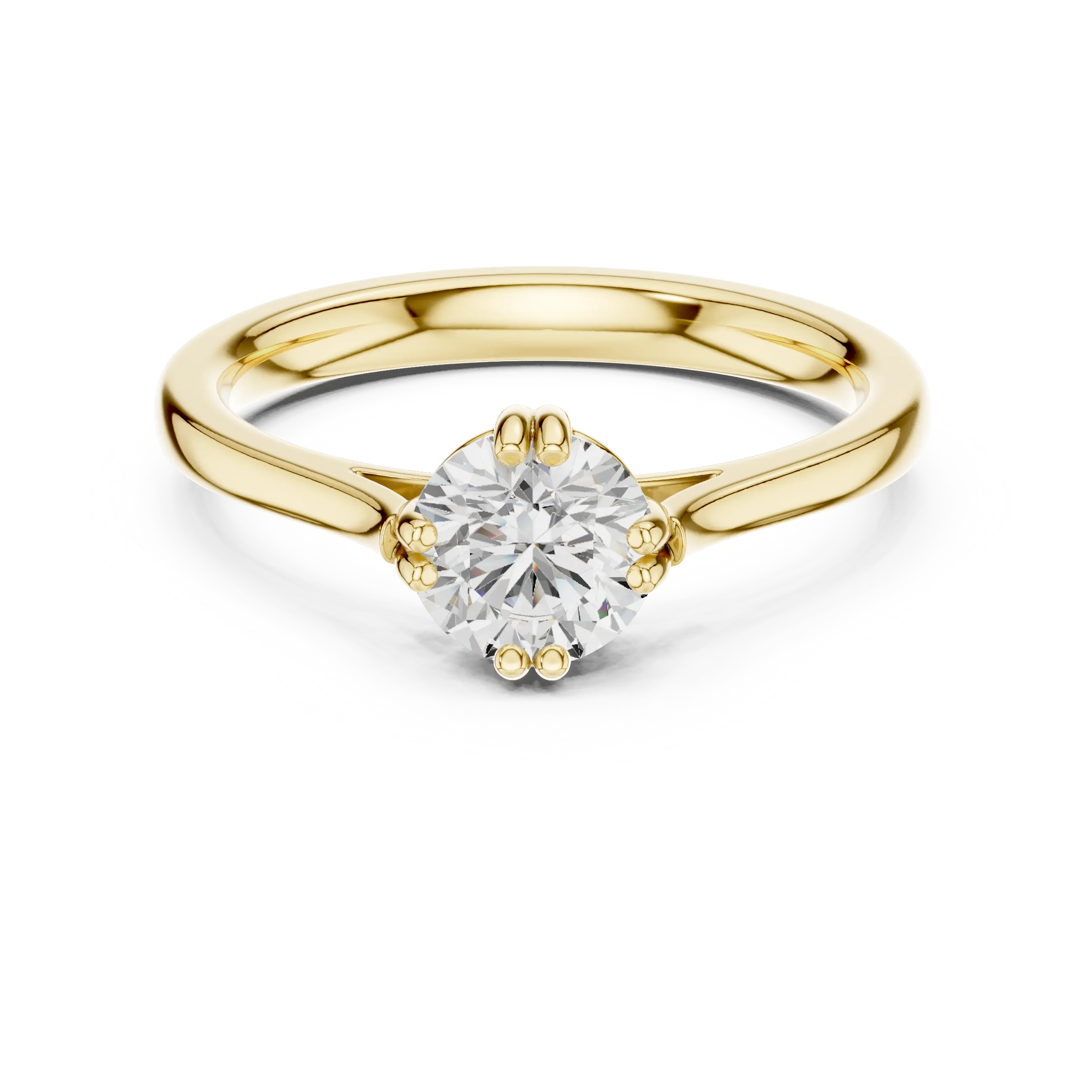 18K Rose Gold Round Brilliant Elegant Six-Prong Tulip Diamond Engagement Ring