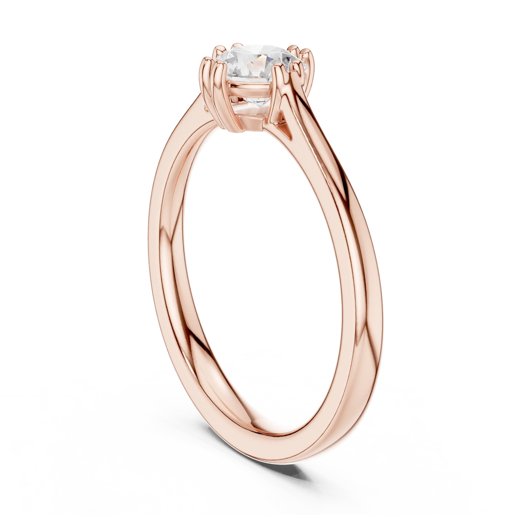 14K White Gold Round Brilliant Tulip Solitaire Engagement Ring