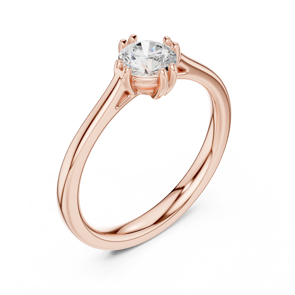 14K White Gold Round Brilliant Tulip Solitaire Engagement Ring