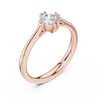 14K White Gold Round Brilliant Tulip Solitaire Engagement Ring