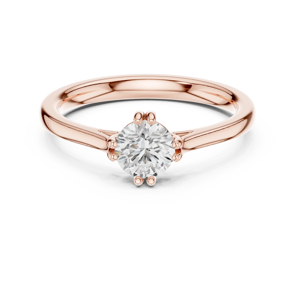 14K White Gold Round Brilliant Tulip Solitaire Engagement Ring