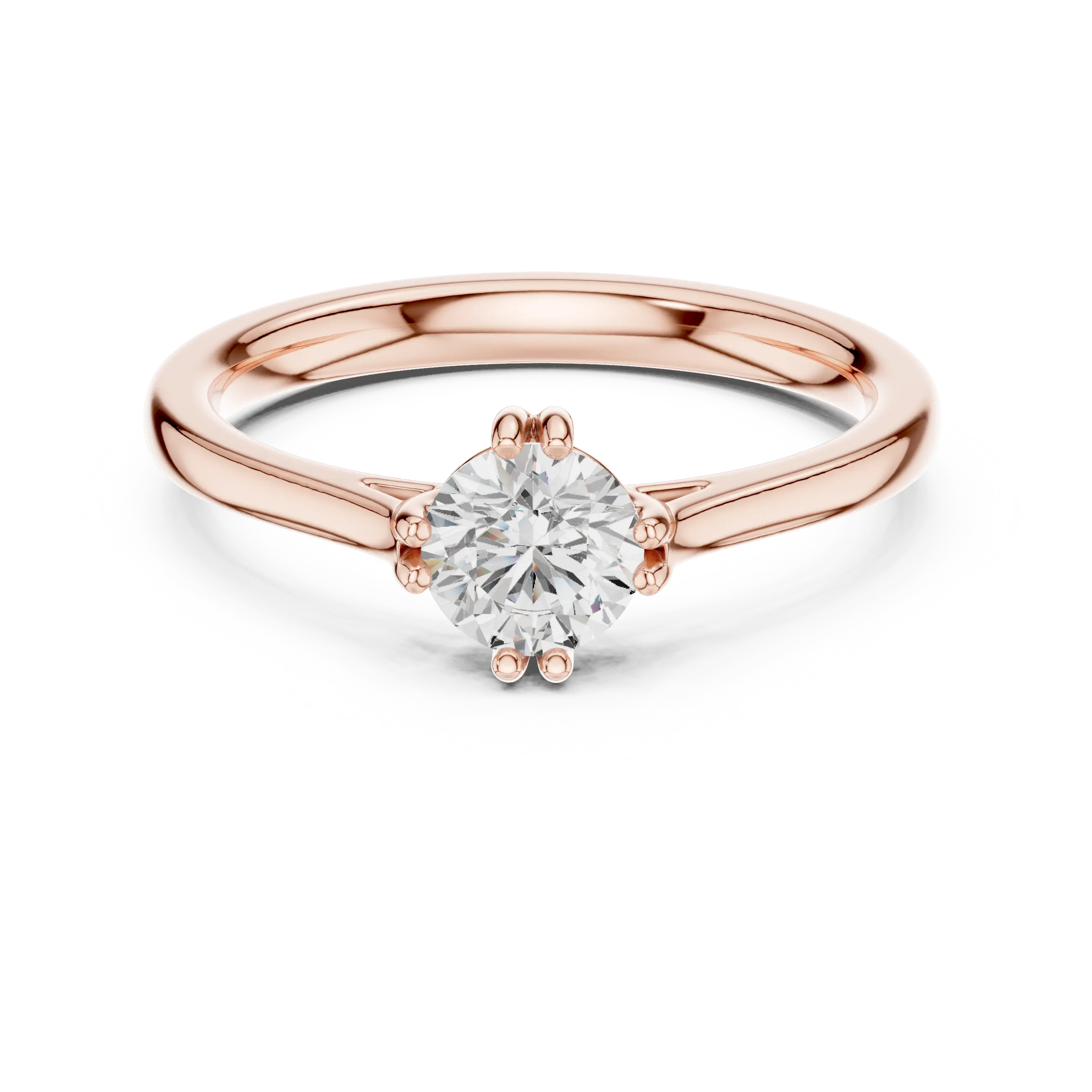 14K White Gold Round Brilliant Tulip Solitaire Engagement Ring