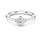 14K White Gold Round Brilliant Tulip Solitaire Engagement Ring