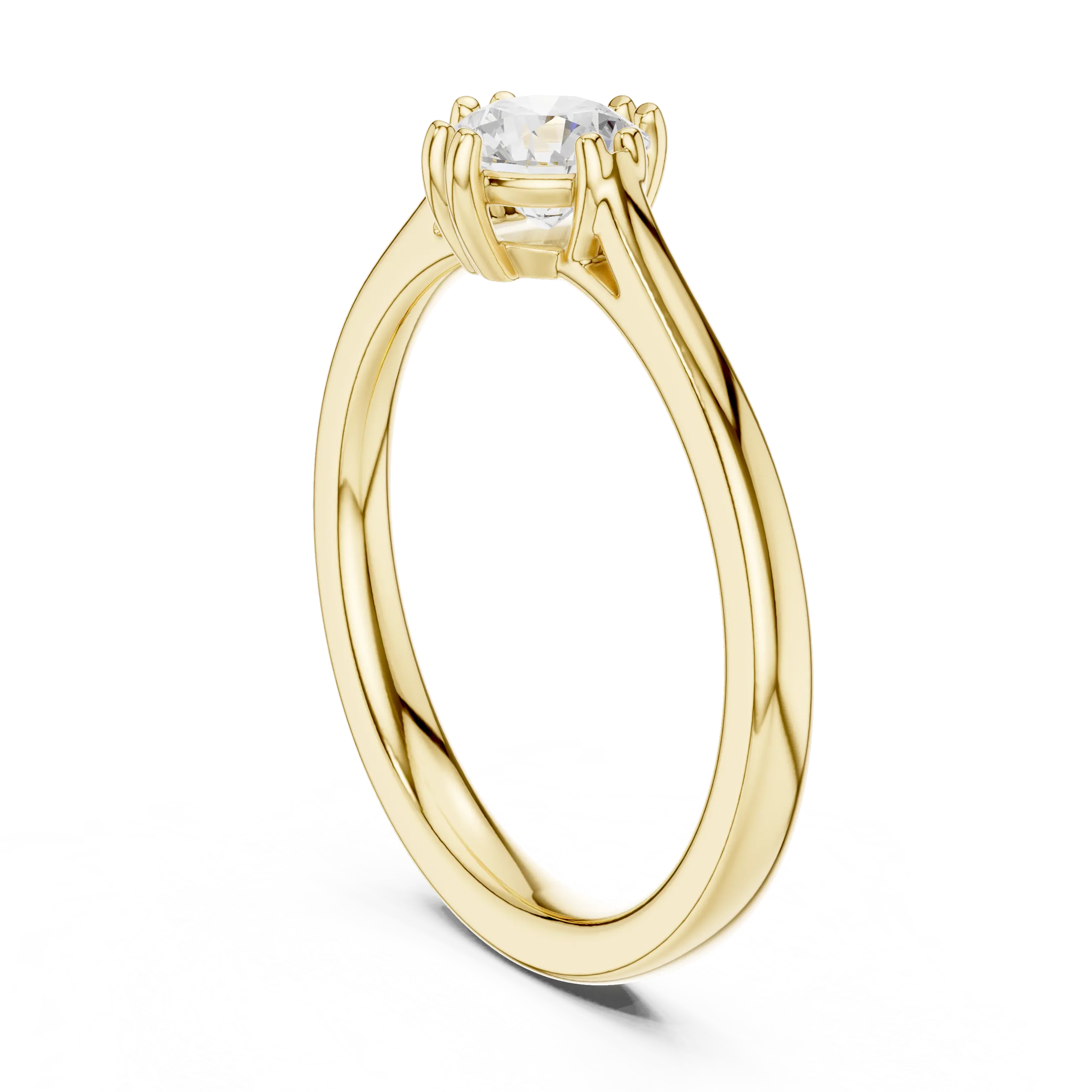14K White Gold Round Brilliant Tulip Solitaire Engagement Ring