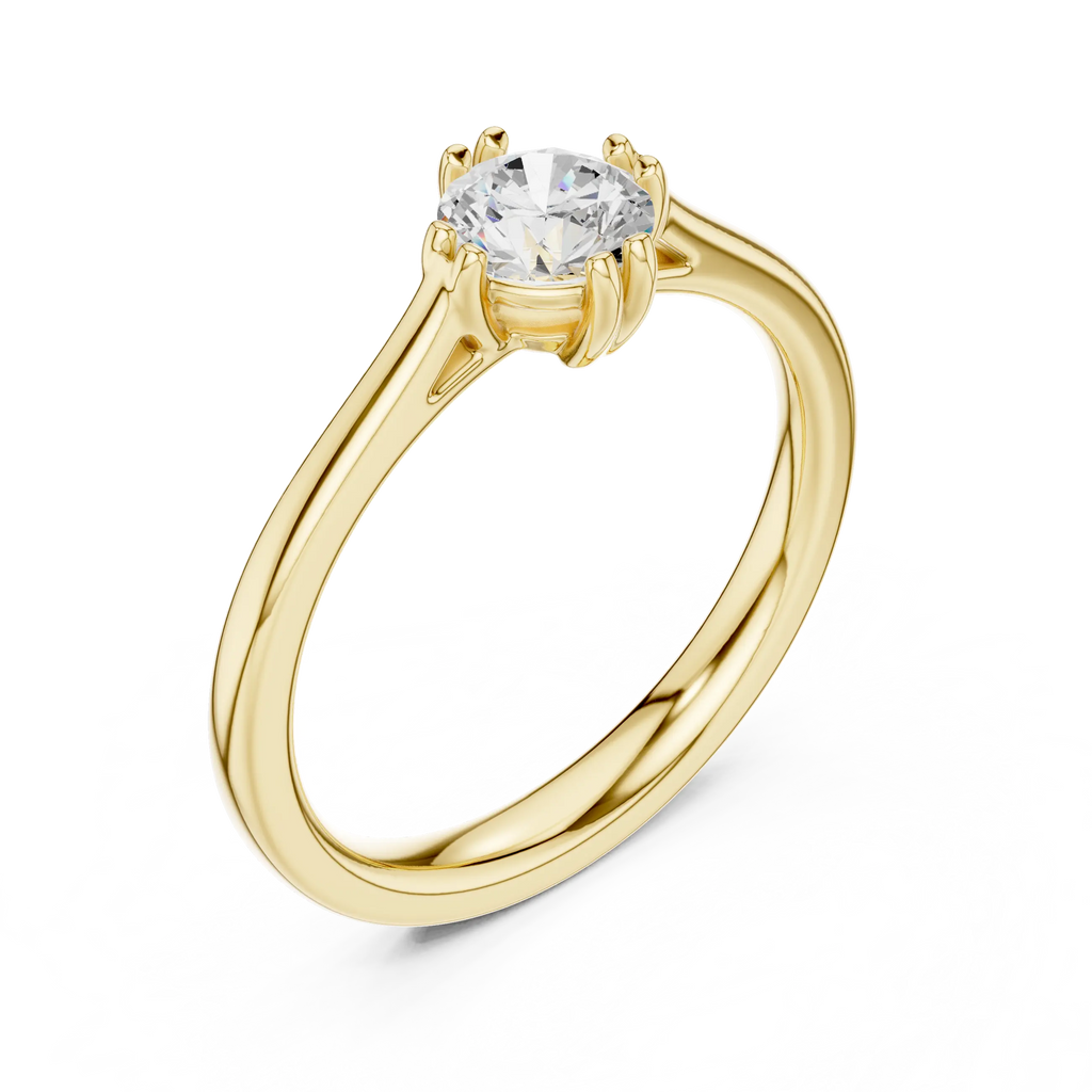 14K White Gold Round Brilliant Tulip Solitaire Engagement Ring