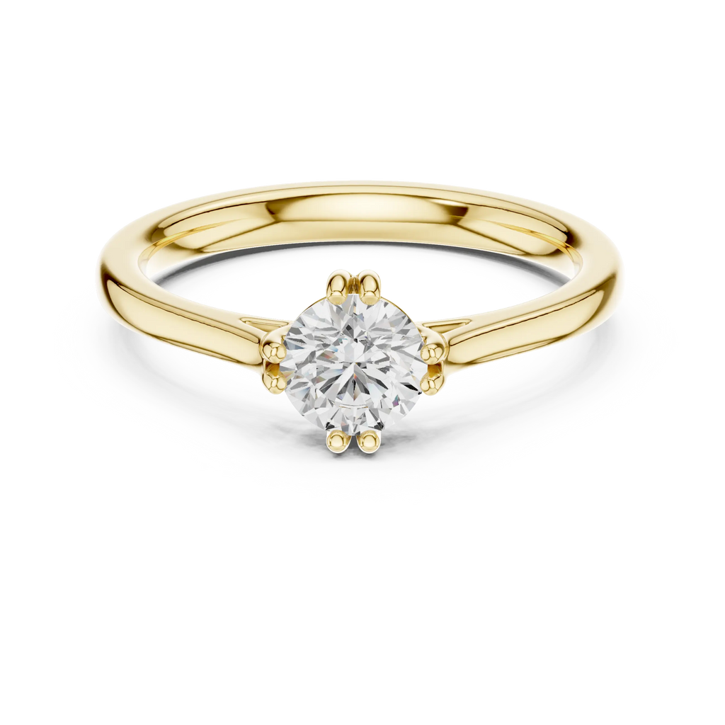 14K White Gold Round Brilliant Tulip Solitaire Engagement Ring