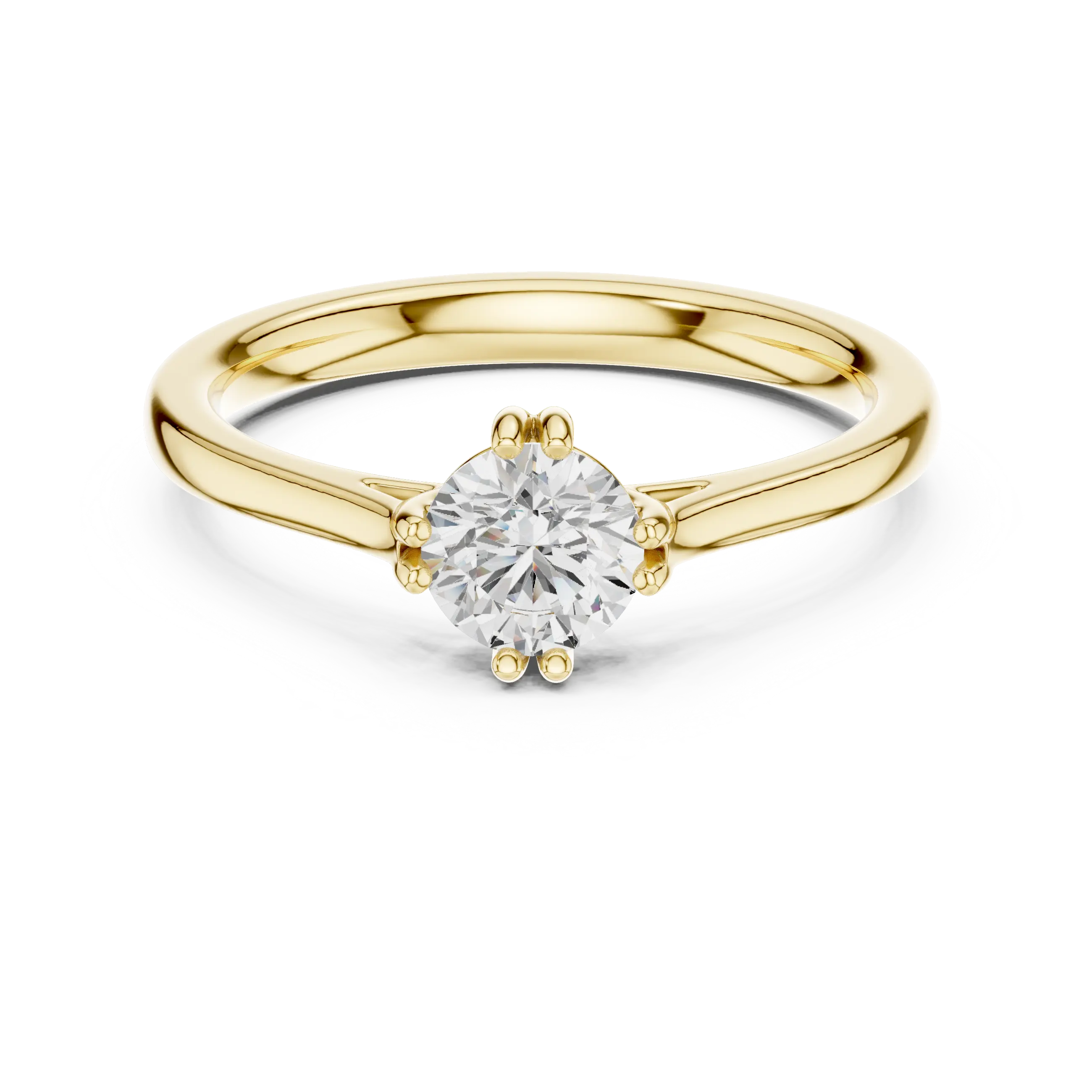 14K White Gold Round Brilliant Tulip Solitaire Engagement Ring
