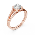 10K Rose Gold Round Brilliant Cathedral Solitaire Diamond Engagement Ring