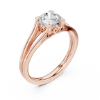 10K Rose Gold Round Brilliant Cathedral Solitaire Diamond Engagement Ring