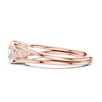 10K Rose Gold Round Brilliant Cathedral Solitaire Diamond Engagement Ring