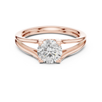 10K Rose Gold Round Brilliant Cathedral Solitaire Diamond Engagement Ring