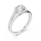 10K Rose Gold Round Brilliant Cathedral Solitaire Diamond Engagement Ring