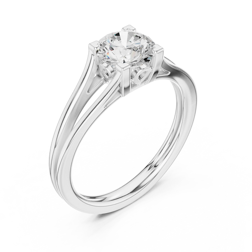 10K Rose Gold Round Brilliant Cathedral Solitaire Diamond Engagement Ring