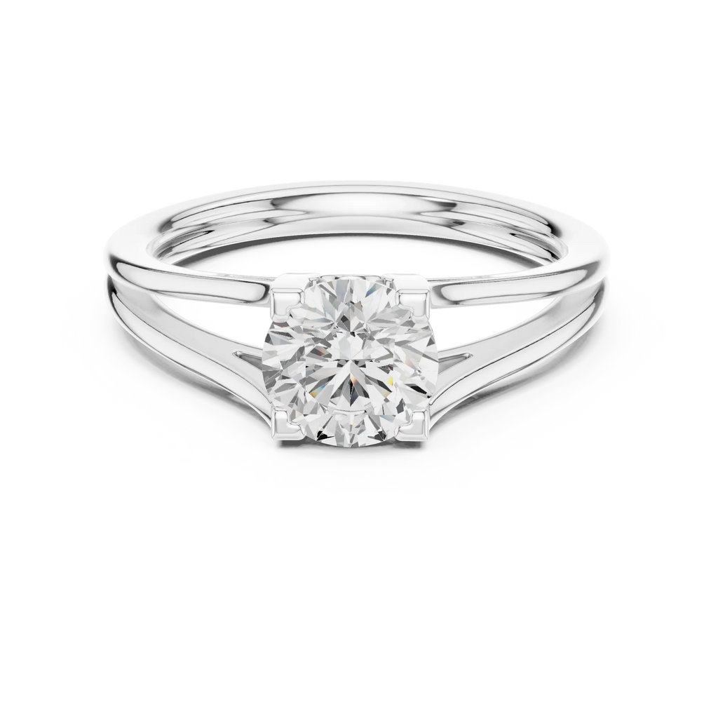 10K Rose Gold Round Brilliant Cathedral Solitaire Diamond Engagement Ring