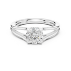 10K Rose Gold Round Brilliant Cathedral Solitaire Diamond Engagement Ring