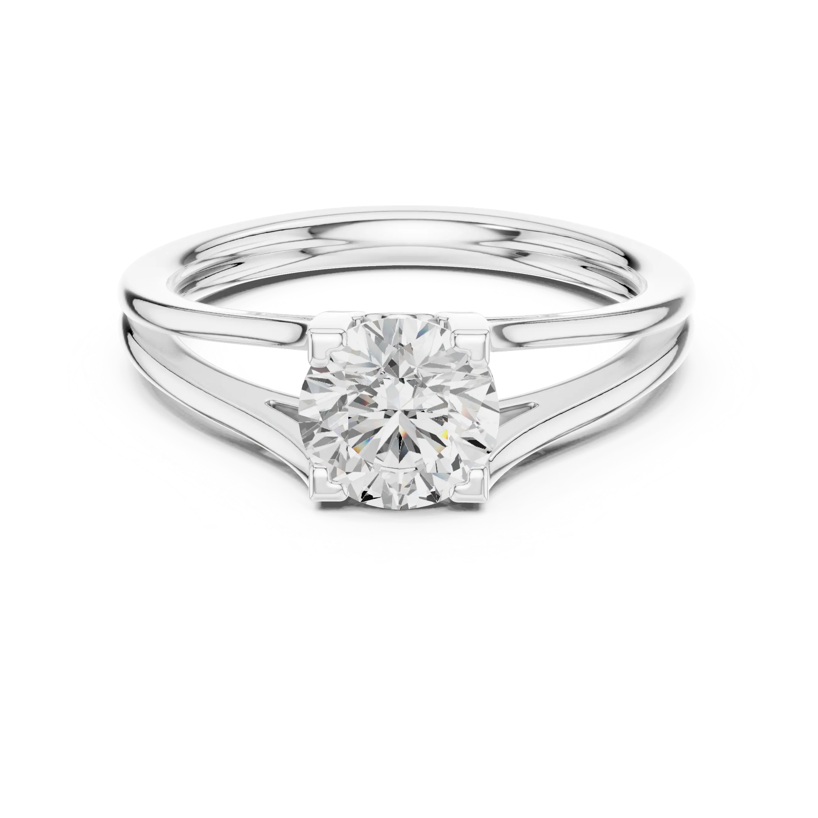 10K Rose Gold Round Brilliant Cathedral Solitaire Diamond Engagement Ring