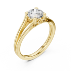 10K Rose Gold Round Brilliant Cathedral Solitaire Diamond Engagement Ring