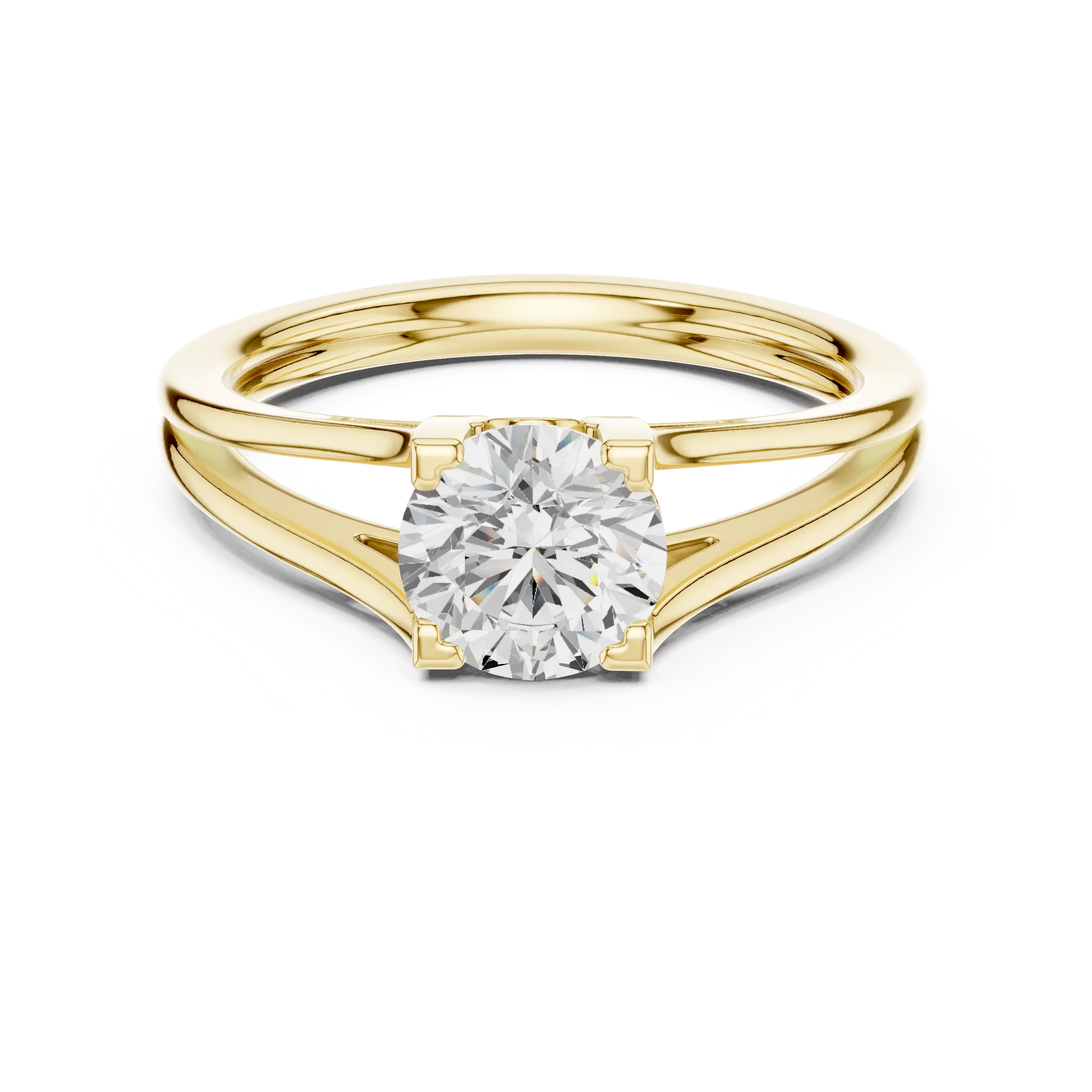 10K Rose Gold Round Brilliant Cathedral Solitaire Diamond Engagement Ring