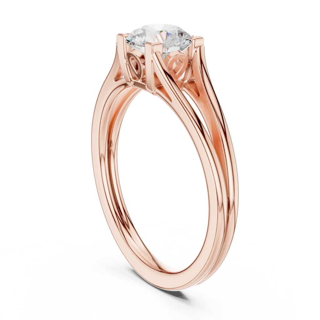 18K White Gold Round Brilliant Cathedral Solitaire Engagement Ring