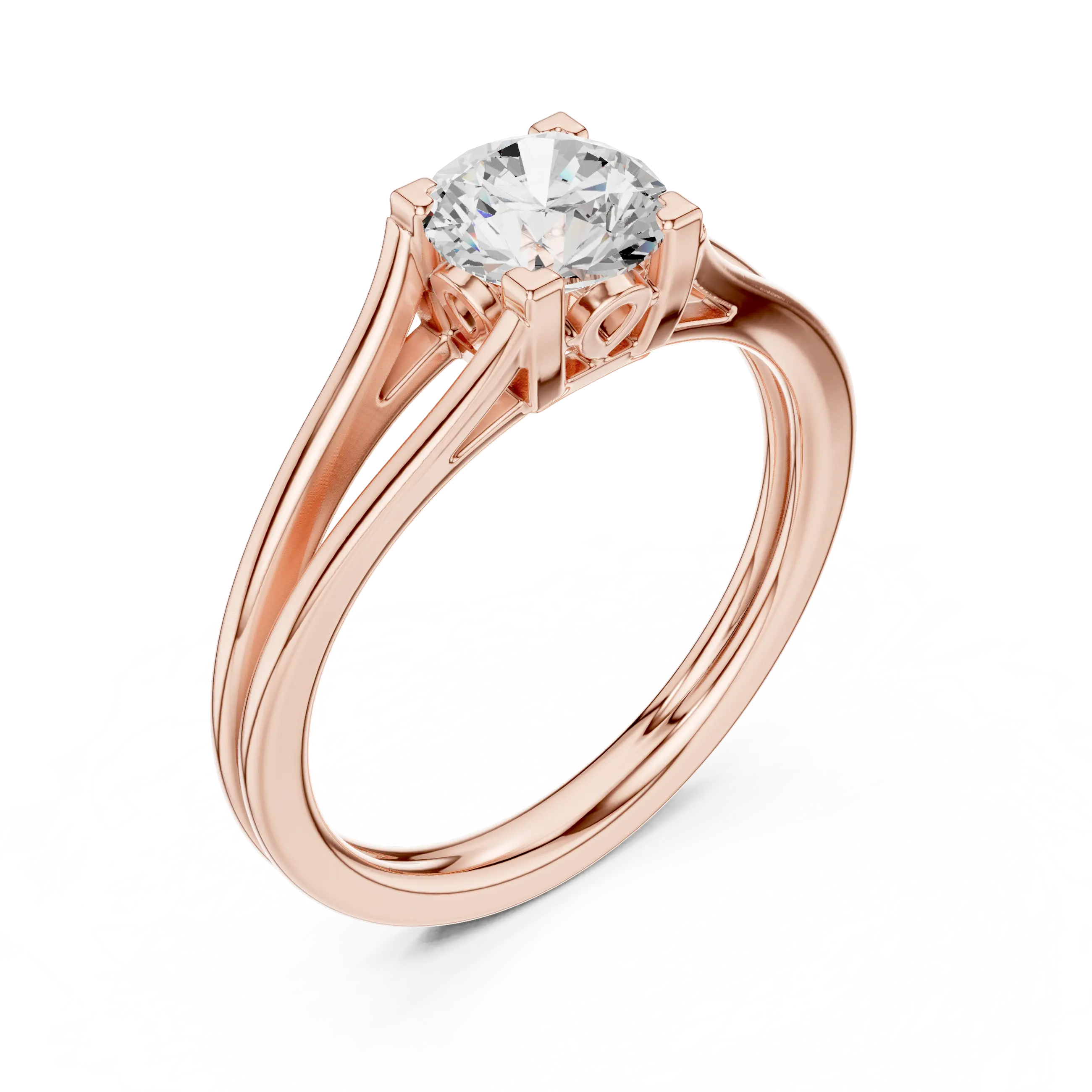 18K White Gold Round Brilliant Cathedral Solitaire Engagement Ring