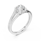 18K White Gold Round Brilliant Cathedral Solitaire Engagement Ring