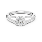 18K White Gold Round Brilliant Cathedral Solitaire Engagement Ring