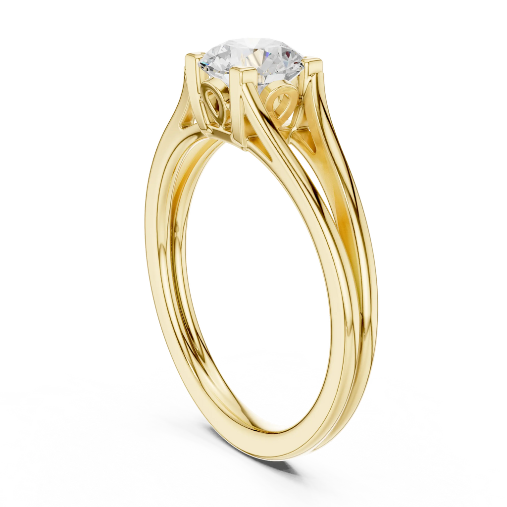 18K White Gold Round Brilliant Cathedral Solitaire Engagement Ring