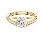 18K White Gold Round Brilliant Cathedral Solitaire Engagement Ring