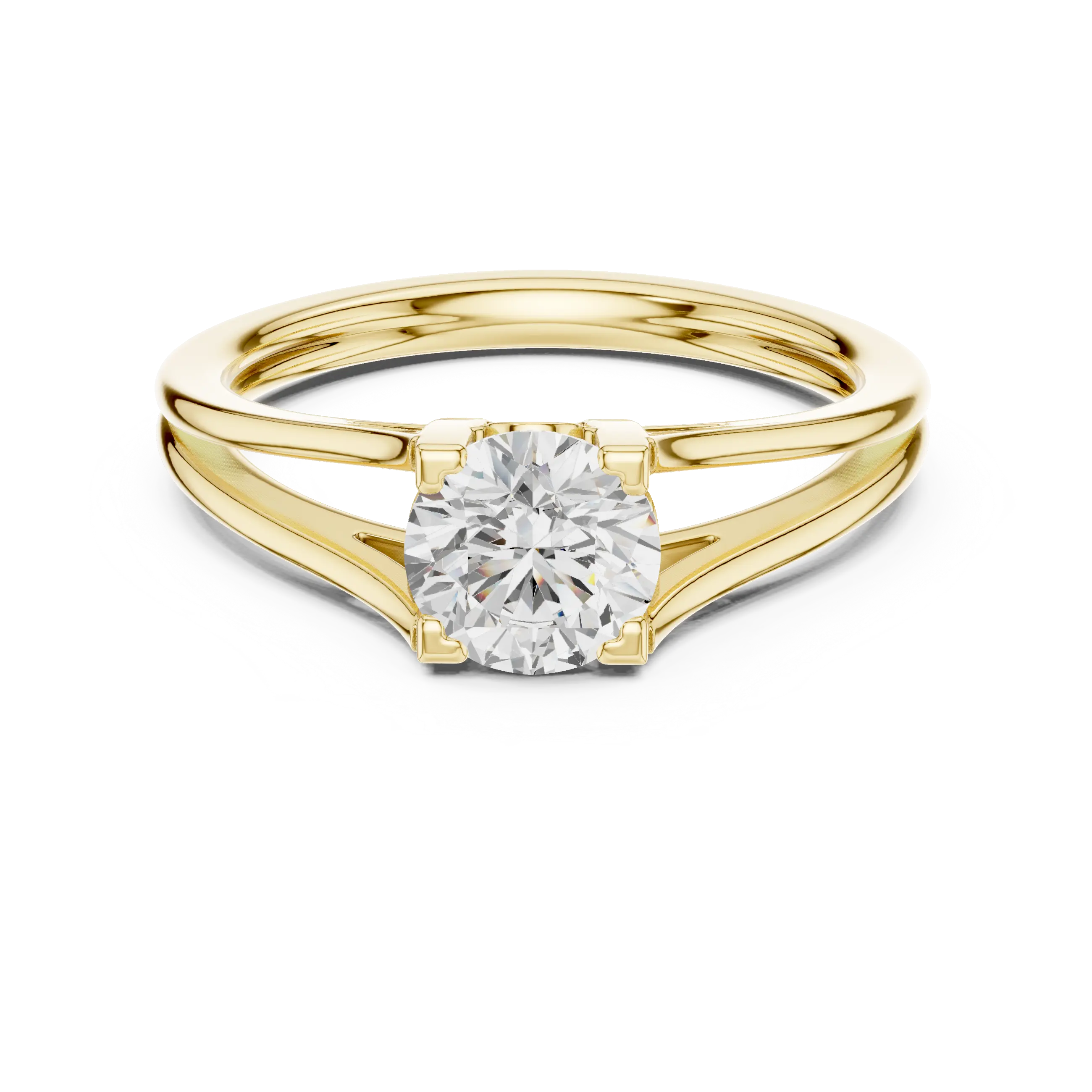 18K White Gold Round Brilliant Cathedral Solitaire Engagement Ring