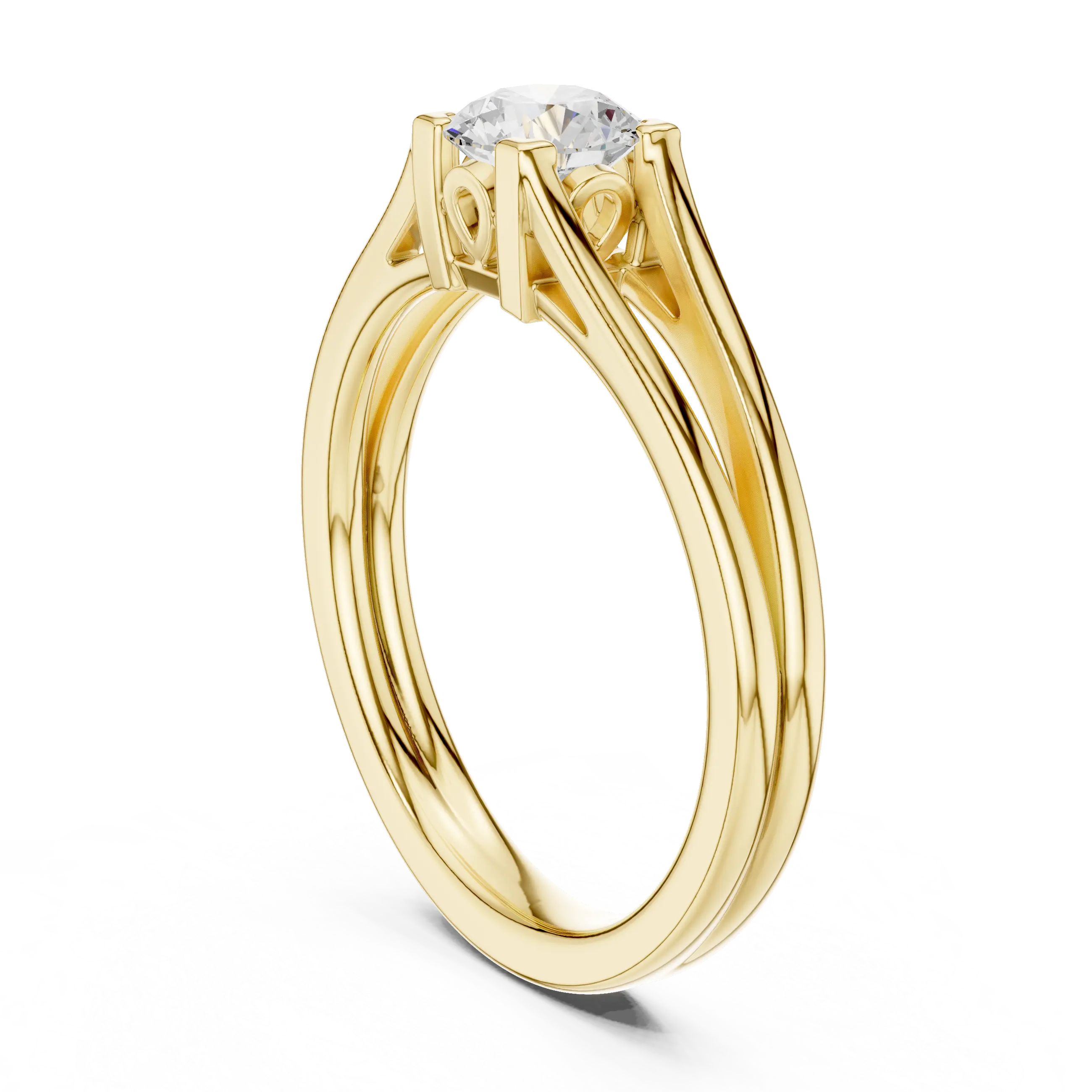 14K Yellow Gold Round Brilliant Handcrafted Classic Yellow Gold Bridal Band
