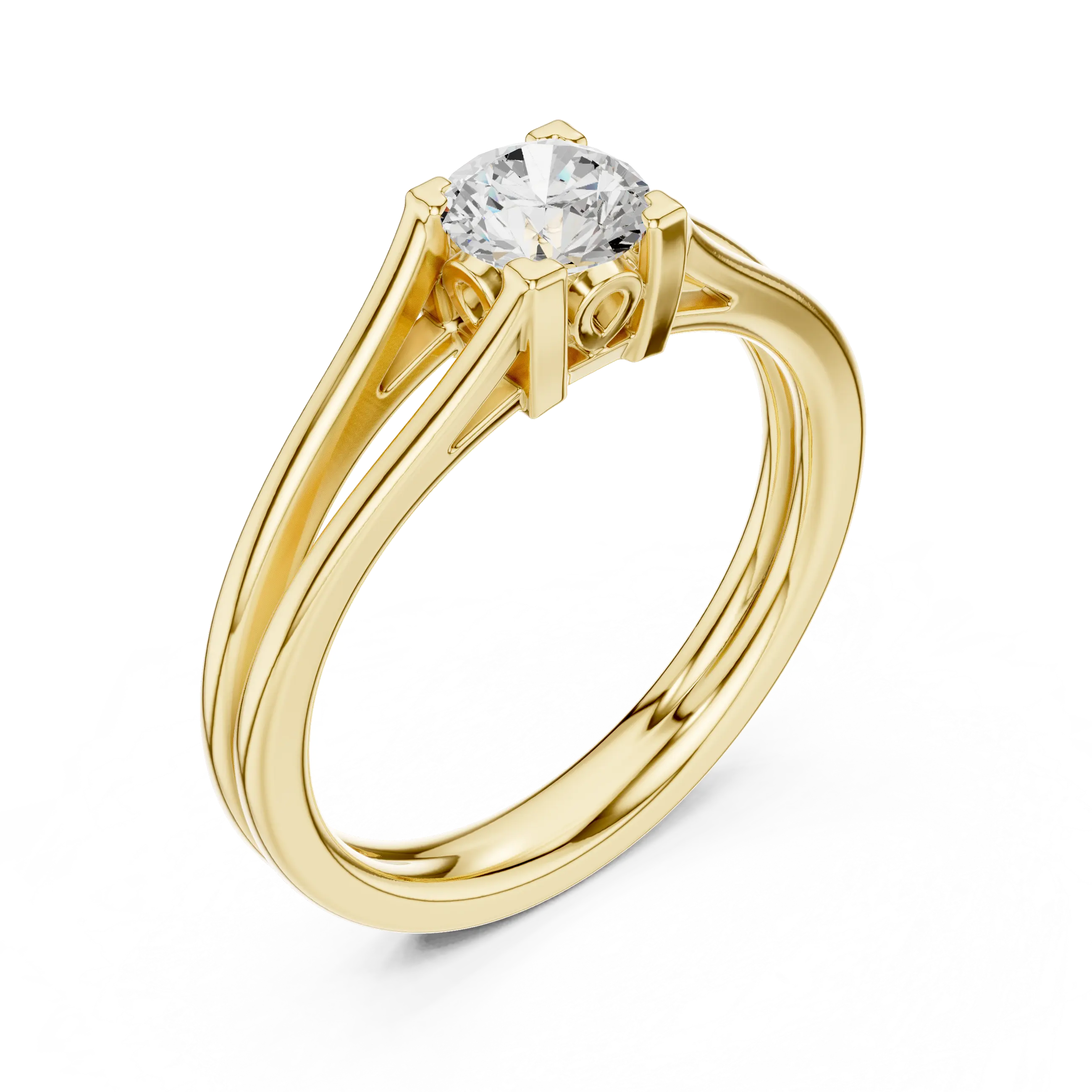 14K Yellow Gold Round Brilliant Handcrafted Classic Yellow Gold Bridal Band