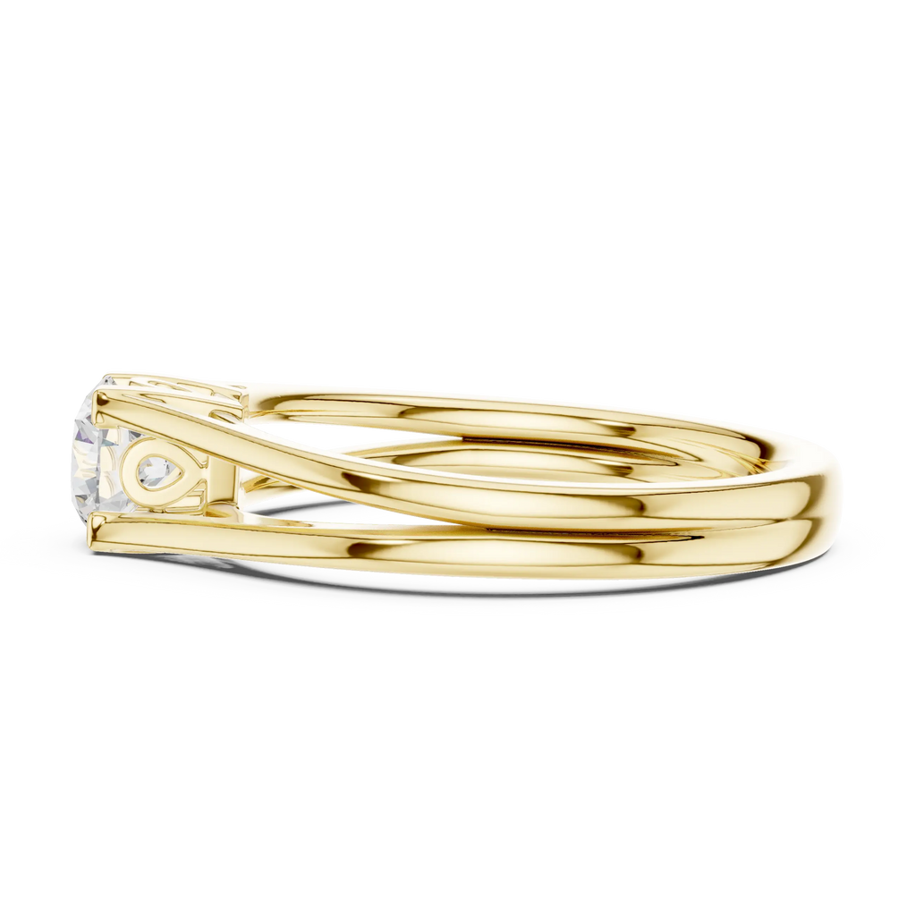 14K Yellow Gold Round Brilliant Handcrafted Classic Yellow Gold Bridal Band