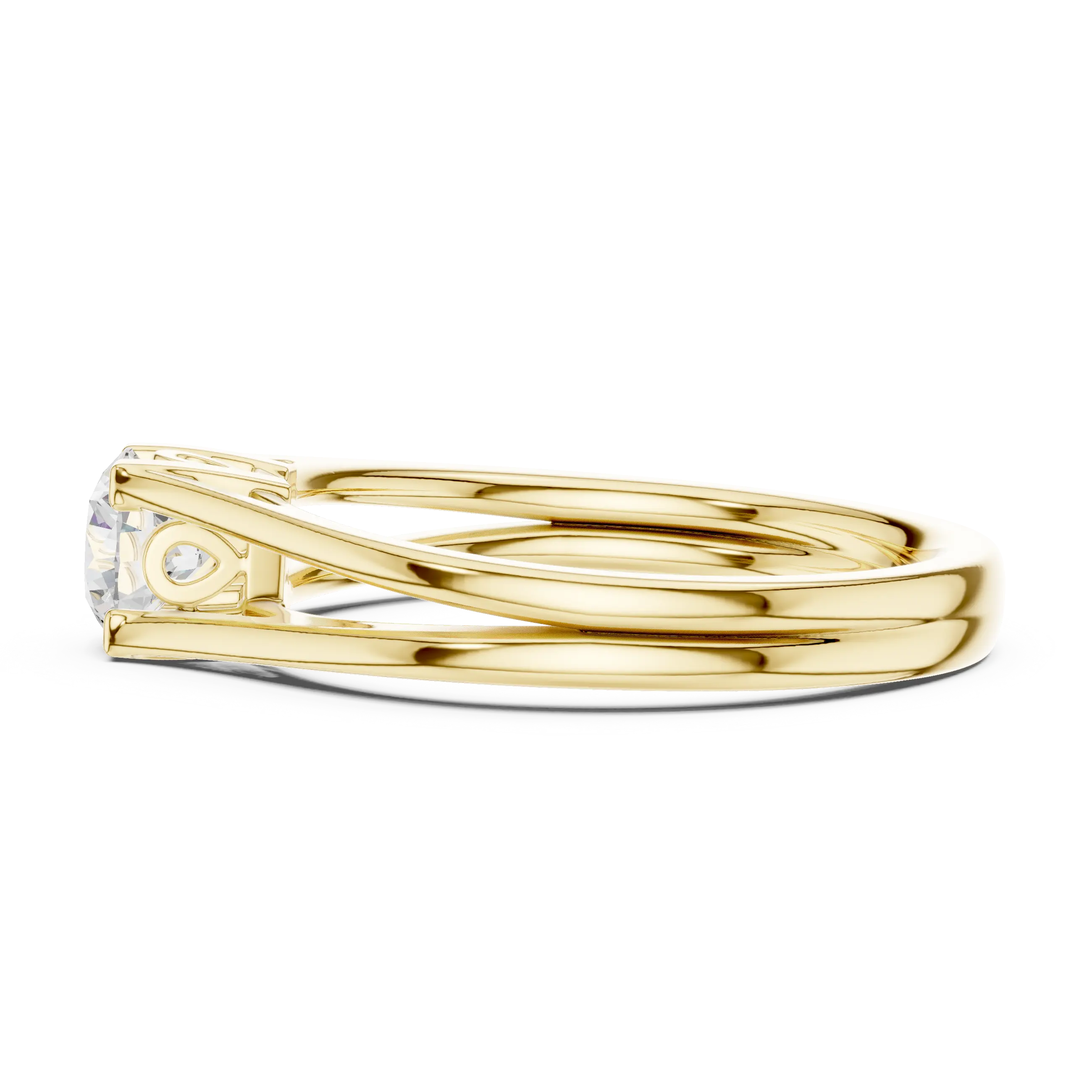 14K Yellow Gold Round Brilliant Handcrafted Classic Yellow Gold Bridal Band