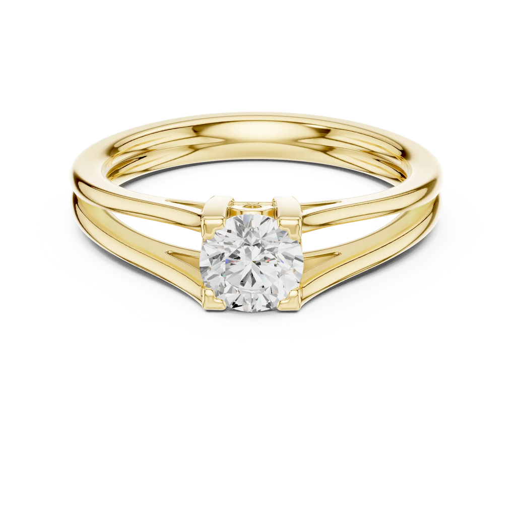 14K Yellow Gold Round Brilliant Handcrafted Classic Yellow Gold Bridal Band