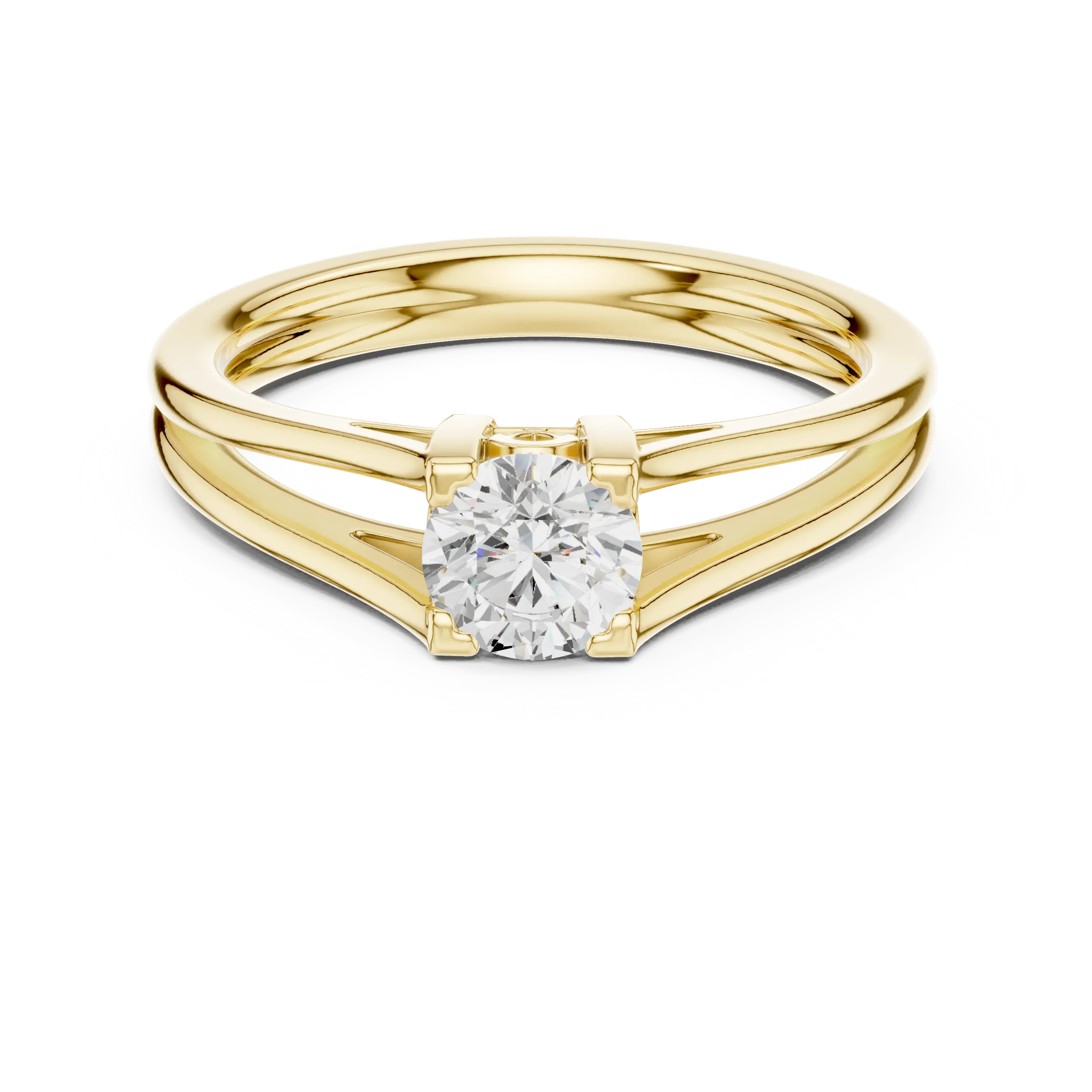 14K Yellow Gold Round Brilliant Handcrafted Classic Yellow Gold Bridal Band