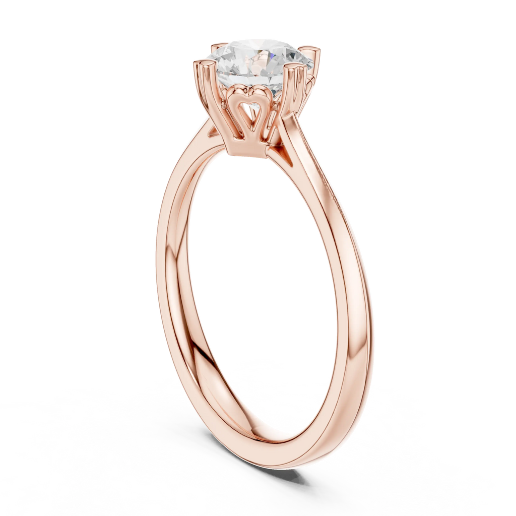 10K White Gold Round Brilliant Handcrafted Classic Solitaire Ring
