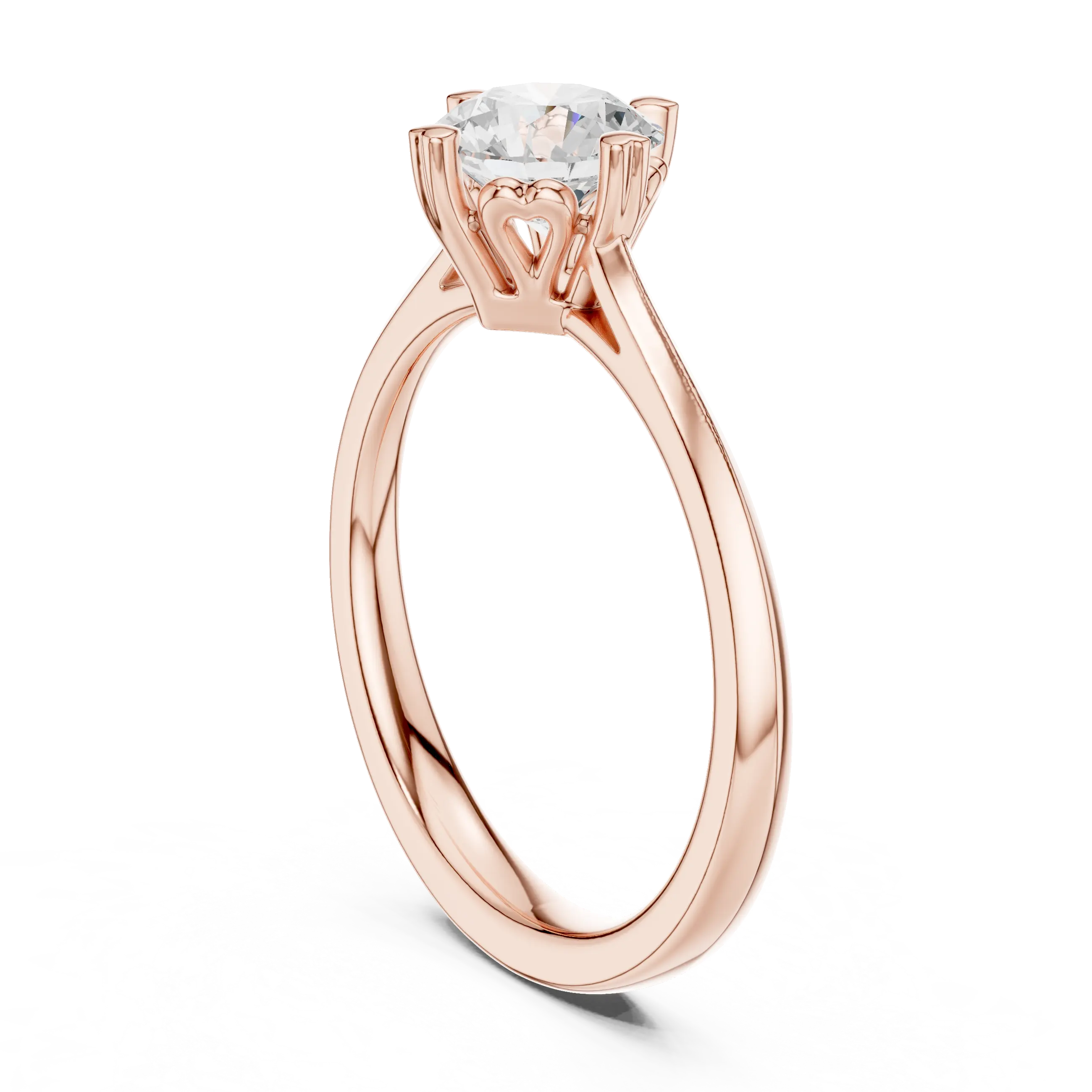 10K White Gold Round Brilliant Handcrafted Classic Solitaire Ring