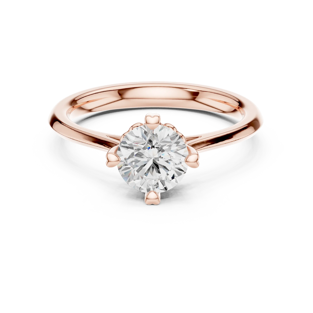 10K White Gold Round Brilliant Handcrafted Classic Solitaire Ring