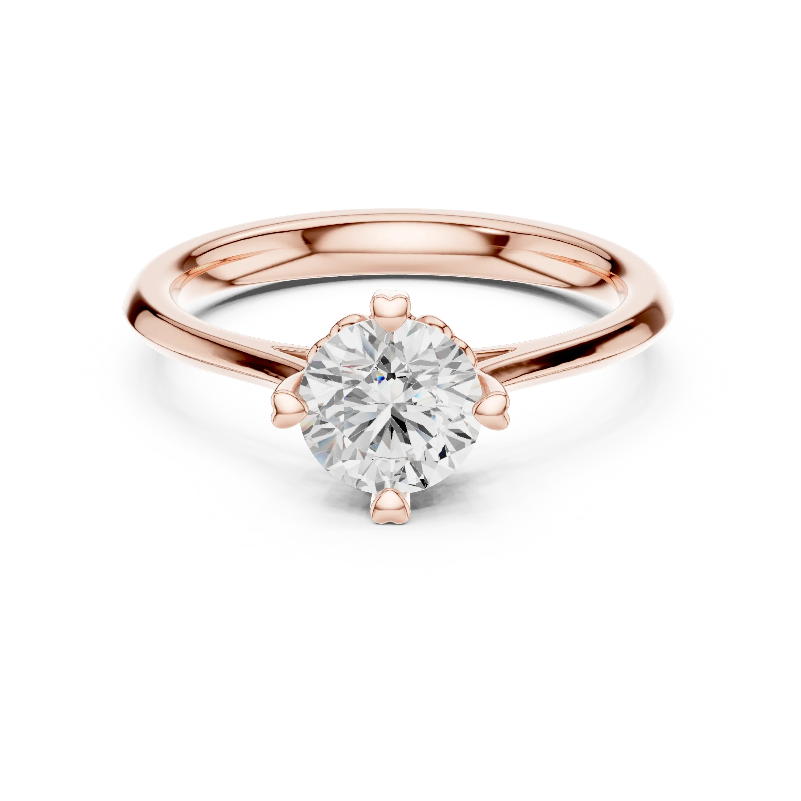 10K White Gold Round Brilliant Handcrafted Classic Solitaire Ring