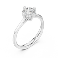 10K White Gold Round Brilliant Handcrafted Classic Solitaire Ring