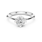 10K White Gold Round Brilliant Handcrafted Classic Solitaire Ring