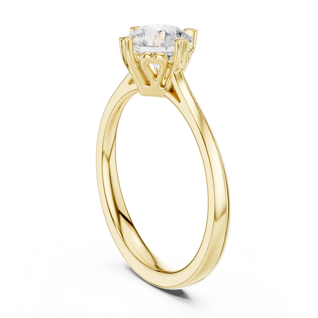 10K White Gold Round Brilliant Handcrafted Classic Solitaire Ring