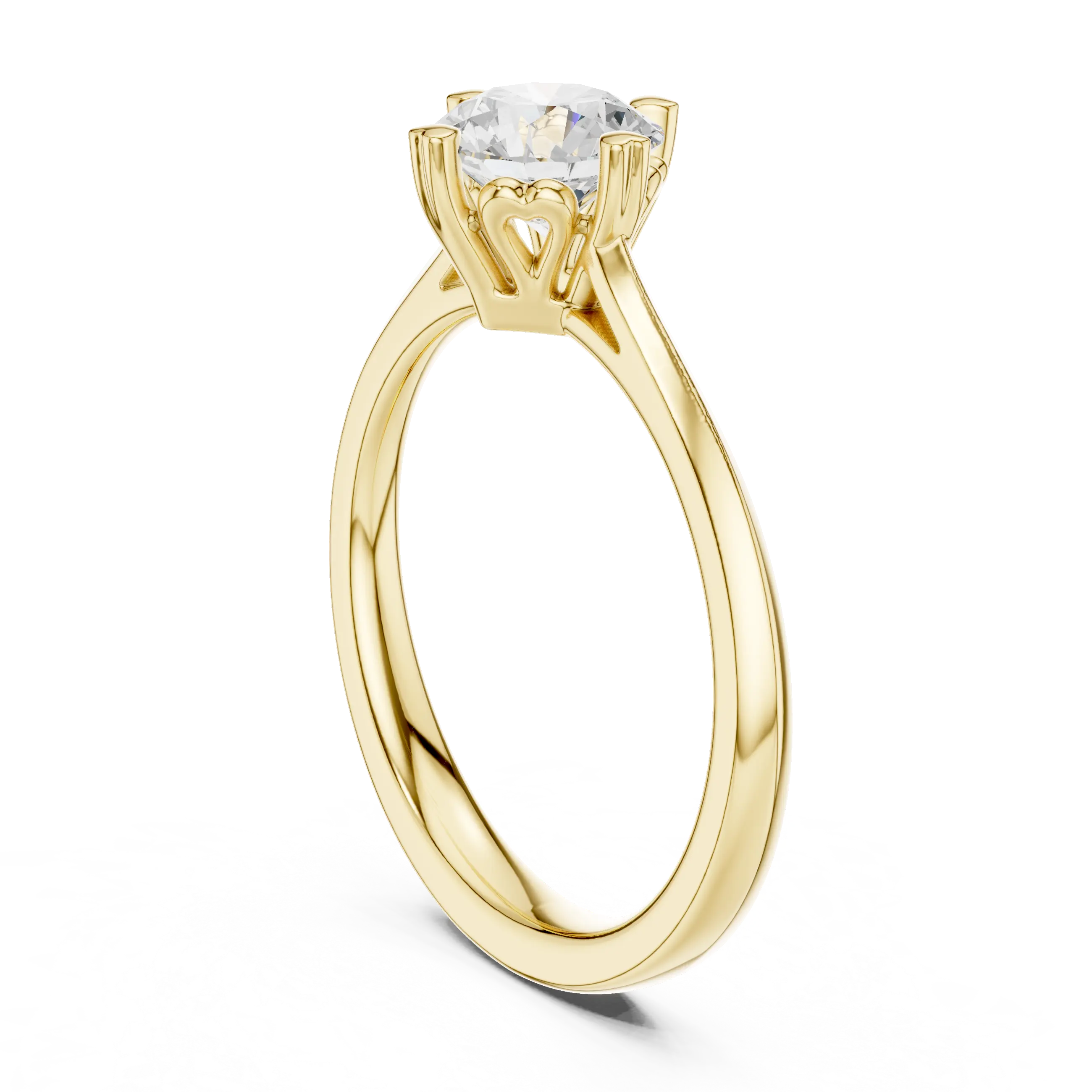10K White Gold Round Brilliant Handcrafted Classic Solitaire Ring