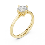 10K White Gold Round Brilliant Handcrafted Classic Solitaire Ring