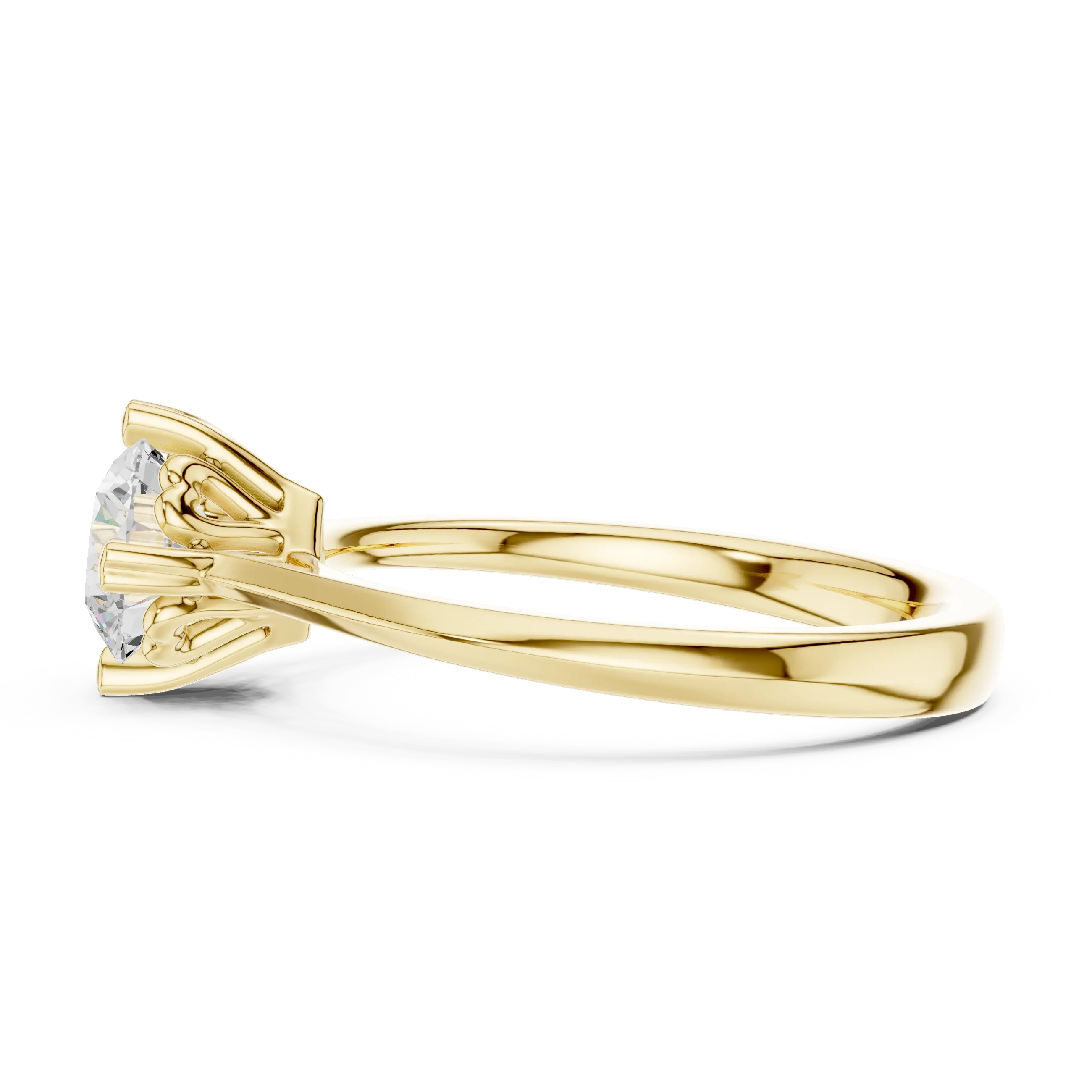 10K White Gold Round Brilliant Handcrafted Classic Solitaire Ring
