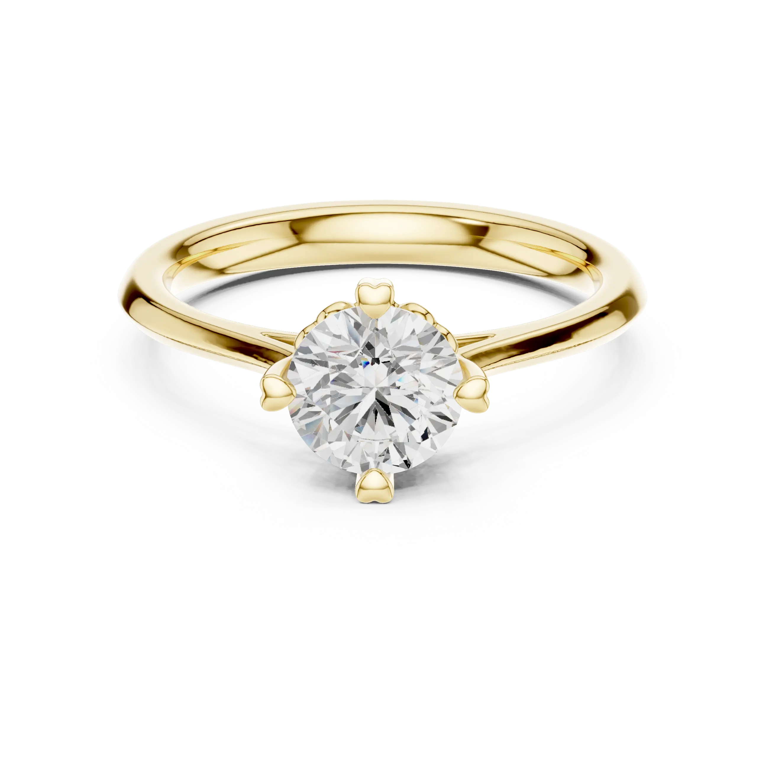 10K White Gold Round Brilliant Handcrafted Classic Solitaire Ring