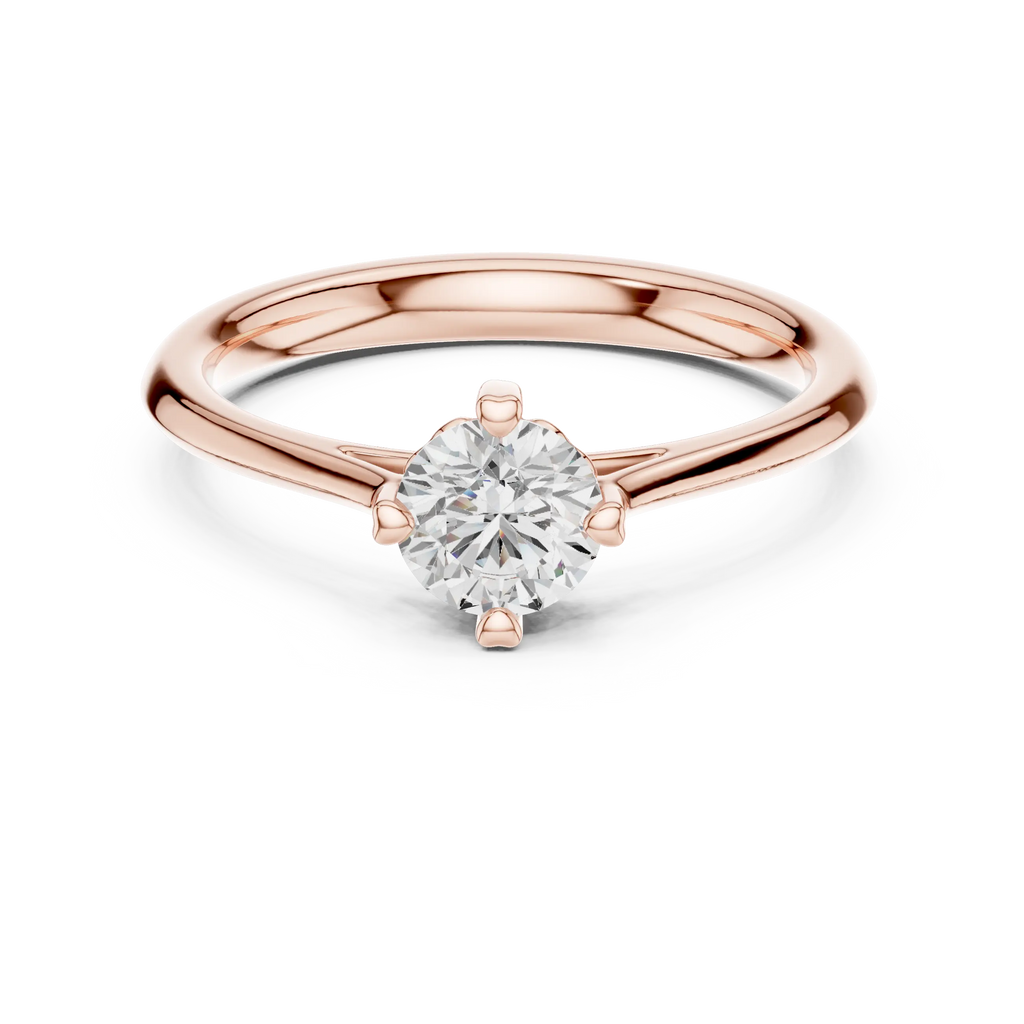 18K Yellow Gold Round Brilliant Moissanite Diamond Solitaire Engagement Ring