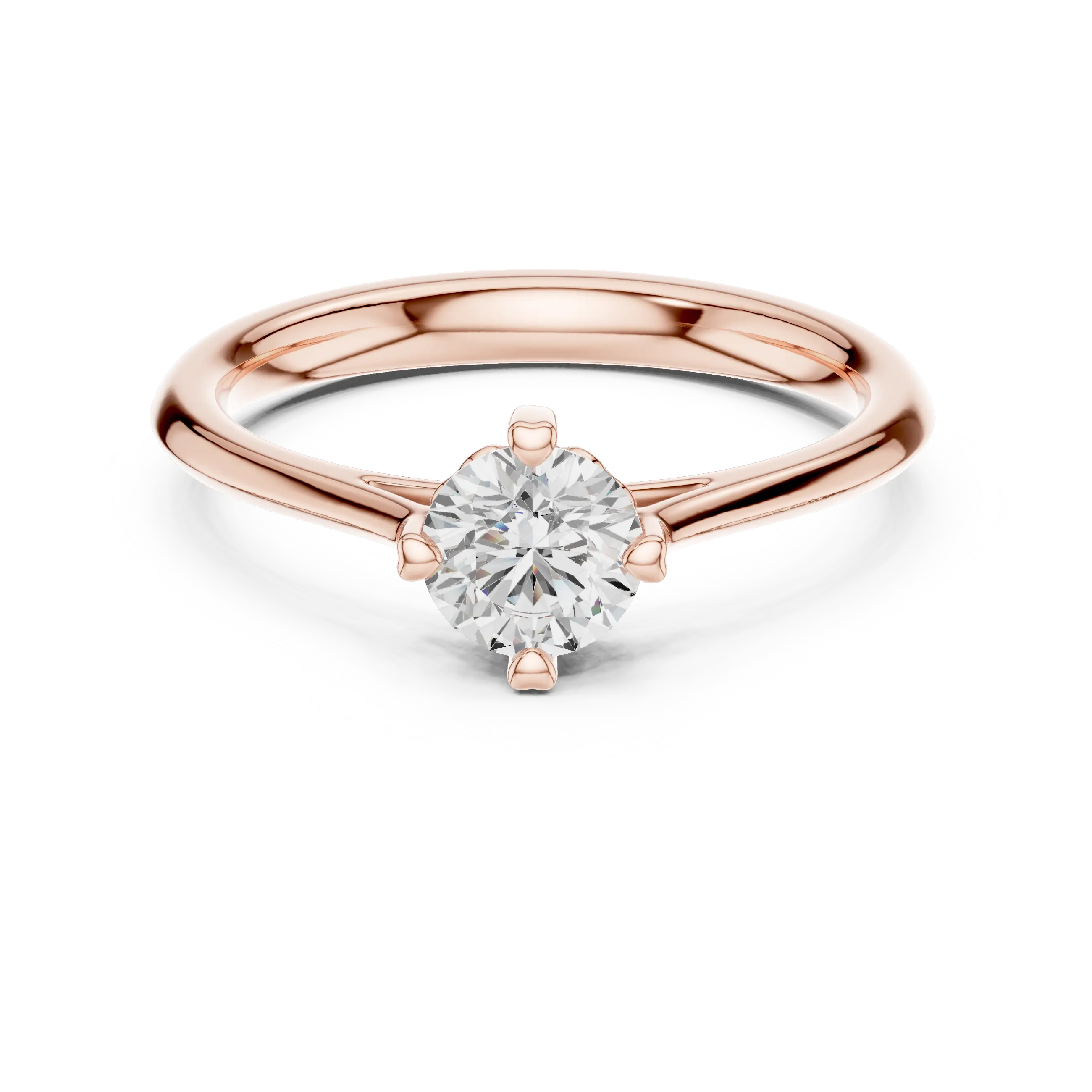 18K Yellow Gold Round Brilliant Moissanite Diamond Solitaire Engagement Ring