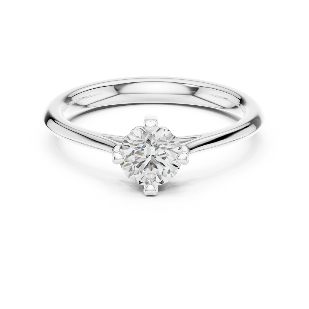 18K Yellow Gold Round Brilliant Moissanite Diamond Solitaire Engagement Ring