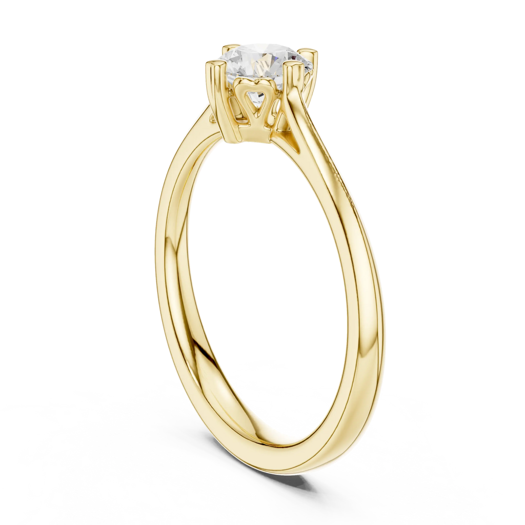 18K Yellow Gold Round Brilliant Moissanite Diamond Solitaire Engagement Ring